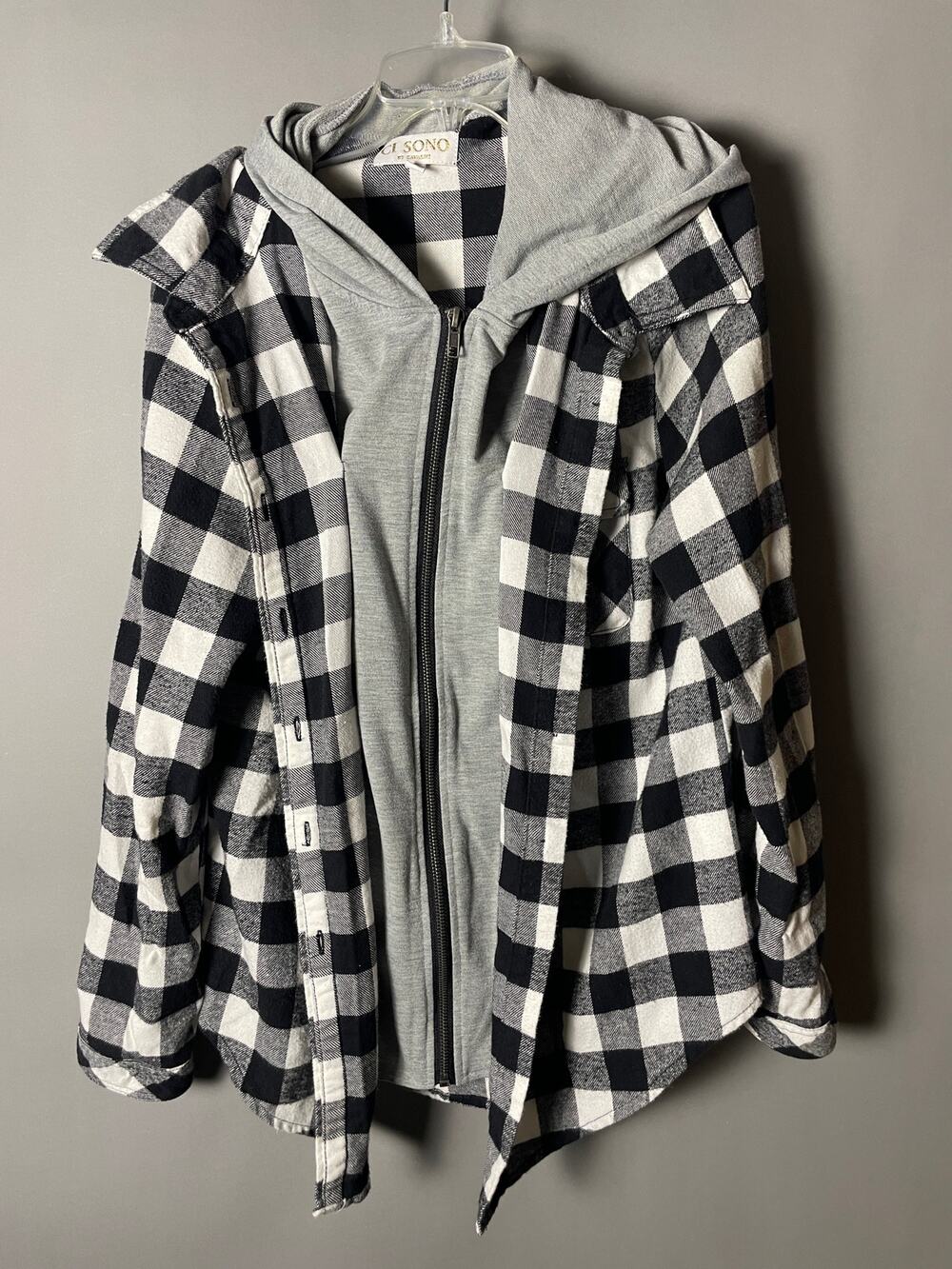 Ci Sono Buffalo Plaid Hooded Flannel Jacket Women's M